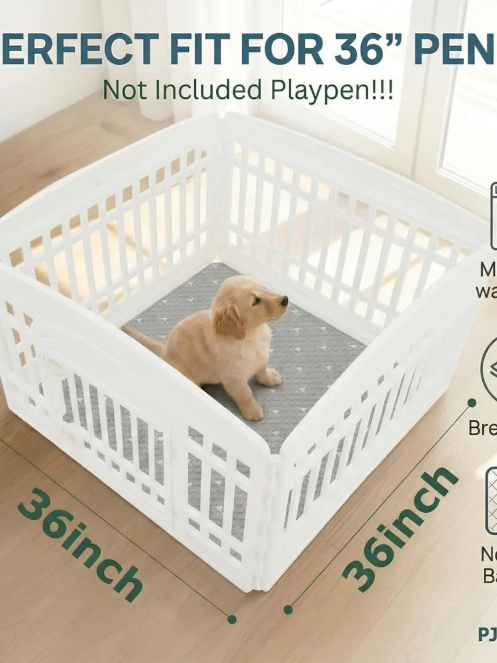 Dog Training Pads 2pk Non-Slip Pet Playpen Mat 36